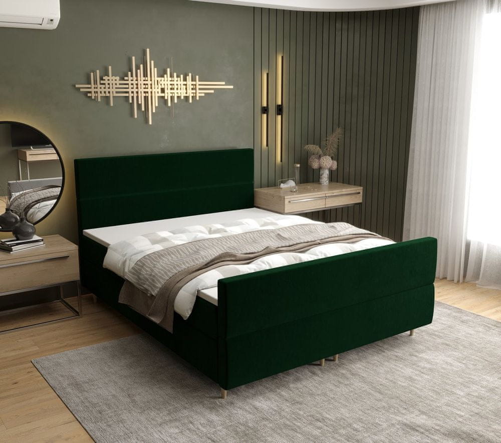 Veneti Kontinentálna manželská posteľ ANGELES PLUS - 140x200, tmavo zelená