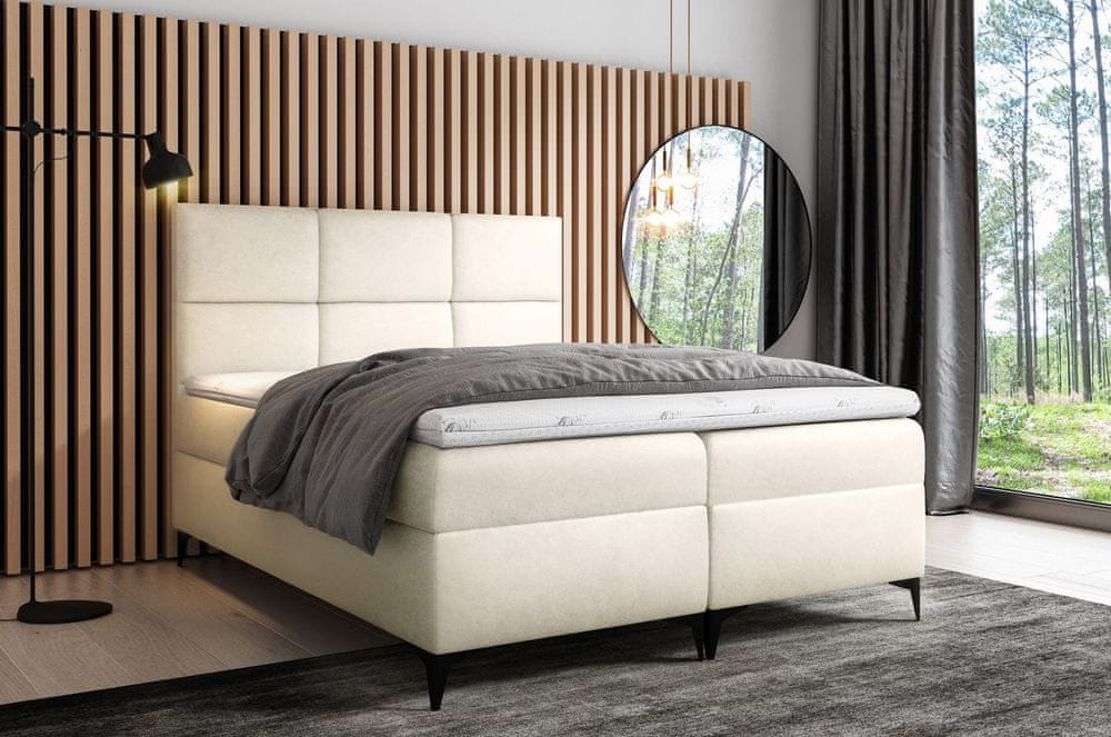 Veneti Dizajnová posteľ FIZA - 160x200, krémová + topper ZDARMA