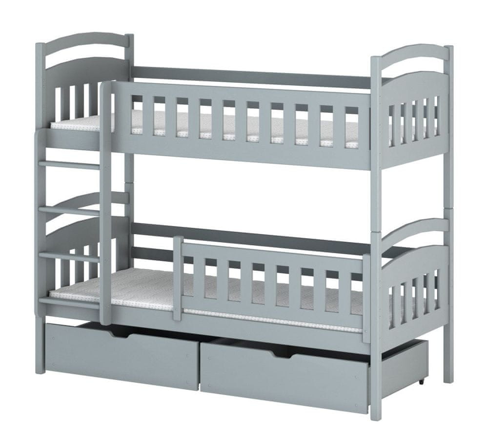 Veneti Detská posteľ so zásuvkami BIBI - 80x160, šedá