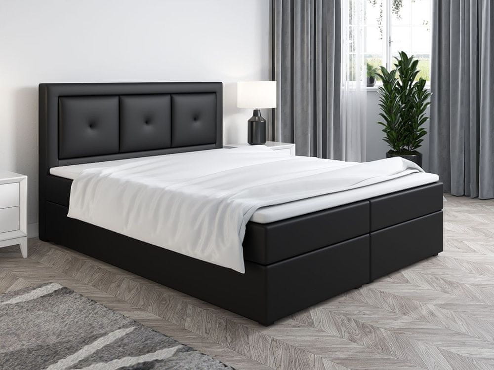 Veneti Boxspringová posteľ LILLIANA 4 - 200x200, čierna eko koža