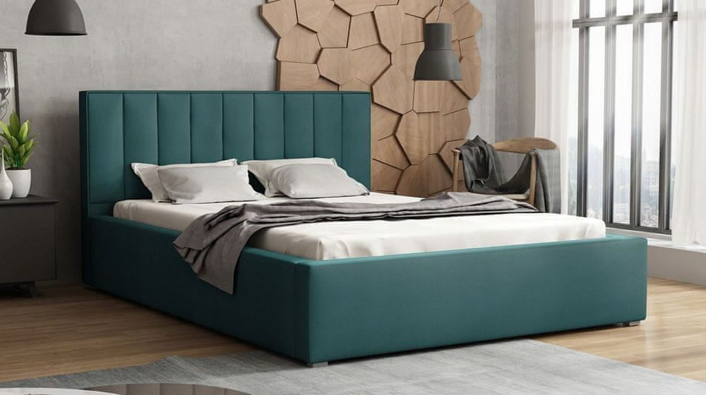 Veneti Manželská posteľ s úložným priestorom a roštom 180x200 TARNEWITZ 2 - modrá