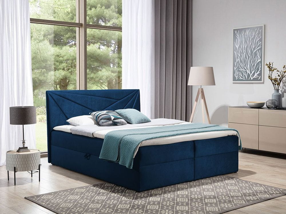 Veneti Hotelová manželská posteľ 160x200 TOMASA 5 - modrá + topper ZDARMA