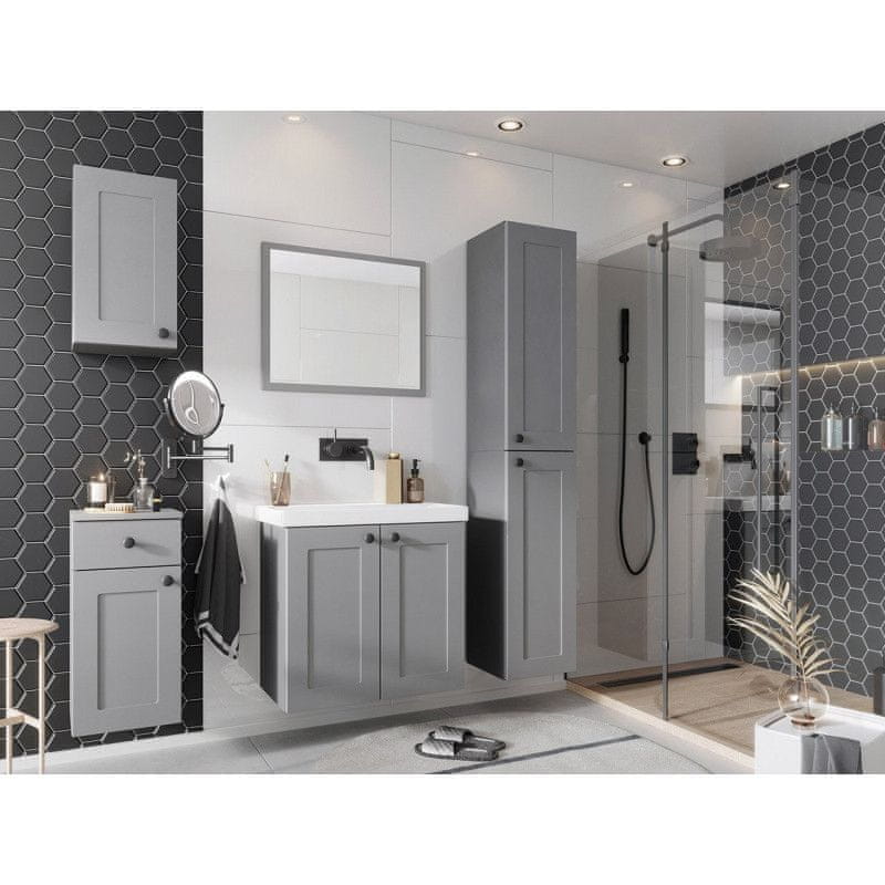 Veneti Kúpeľňový nábytok s umývadlom SYKE 1 - šedý + sifón a batéria Economico ZDARMA