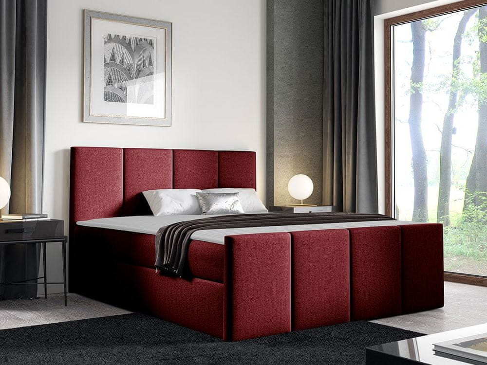 Veneti Hotelová jednolôžková posteľ 120x200 MORALA - červená + topper ZDARMA