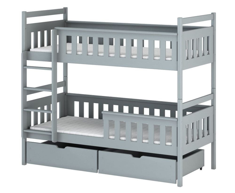 Veneti Detská posteľ so šuplíkmi ANDREA - 90x200, šedá