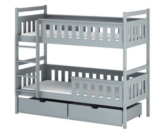 Veneti Detská posteľ so šuplíkmi ANDREA - 80x180, šedá