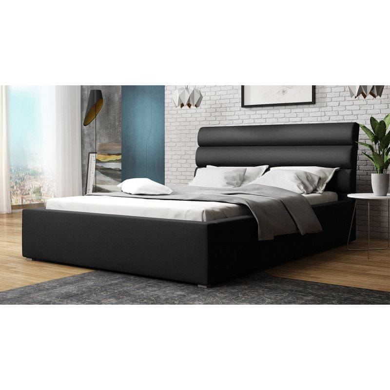 Veneti Manželská čalúnená posteľ s roštom 200x200 BORZOW - čierna