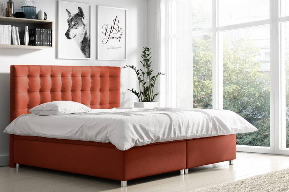 Veneti Čalúnená jednolôžková posteľ Diana červená 120 + topper zdarma