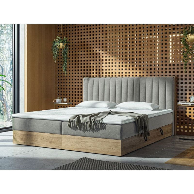 Veneti Kontinentálna posteľ 140x200 DURHAM - hnedá / sivá + topper ZDARMA