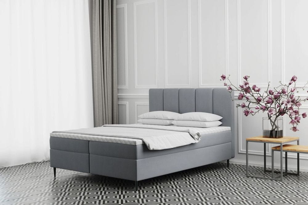 Veneti Čalúnená posteľ na vysokých nožičkách ALISSA - 160x200, šedá