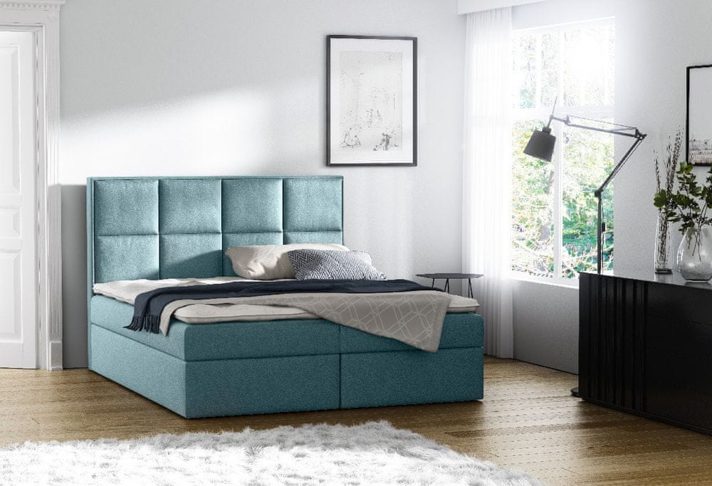 Veneti Čalúnená posteľ s úložným priestorom Sivio modrá 140 + TOPPER ZDARMA