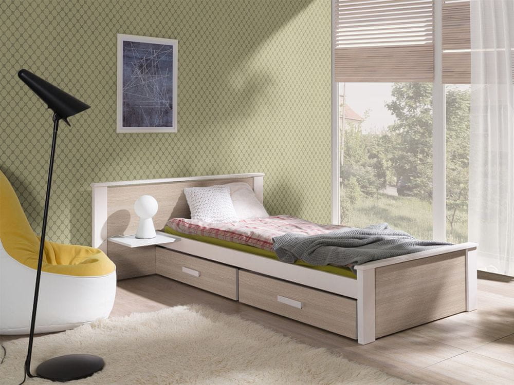 Veneti Detská posteľ s úložným priestorom 80x180 POLCH PLUS - biela / dub sonoma