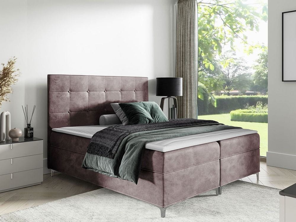 Veneti Hotelová jednolôžková posteľ 120x200 SAUL - tmavá ružová + topper ZDARMA