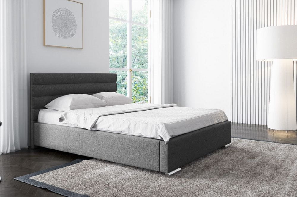 Veneti Elegantná čalúnená posteľ Leis 120x200, tmavo šedá