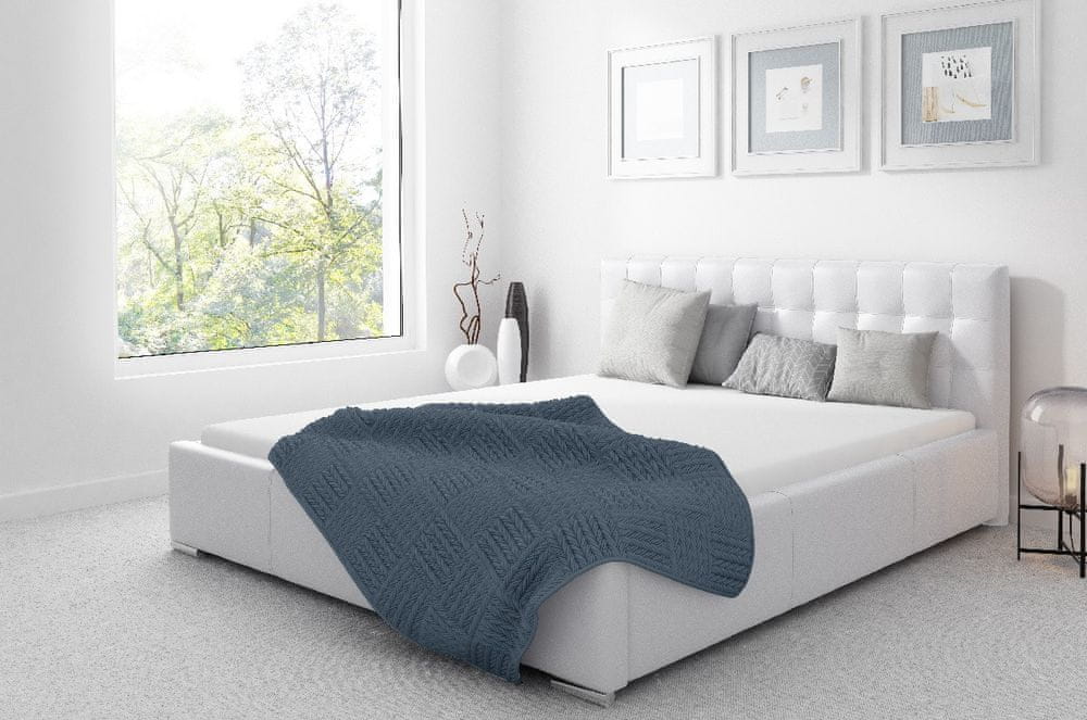 Veneti Čalúnená posteľ Soffio s úložným priestorom biela eko koža 200 x 200