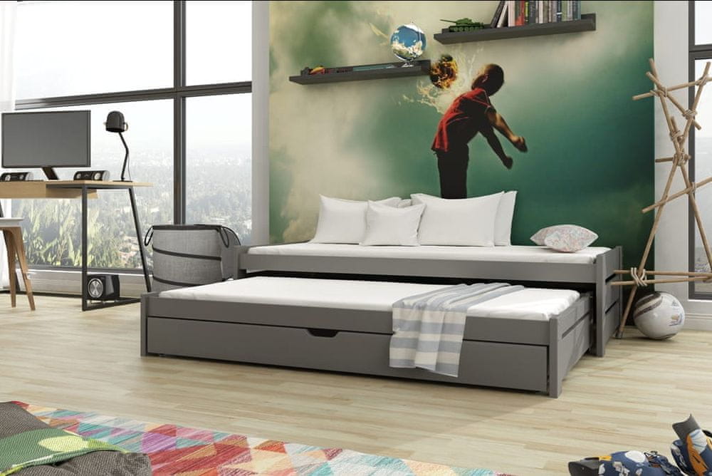 Veneti Detská rozkladacia posteľ EVONA - 90x190, grafit