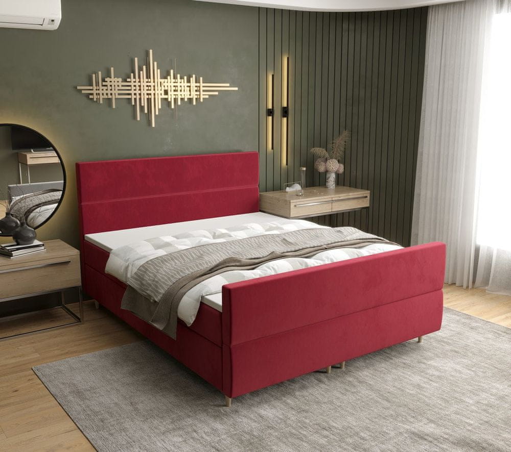 Veneti Kontinentálna manželská posteľ ANGELES PLUS - 140x200, červená
