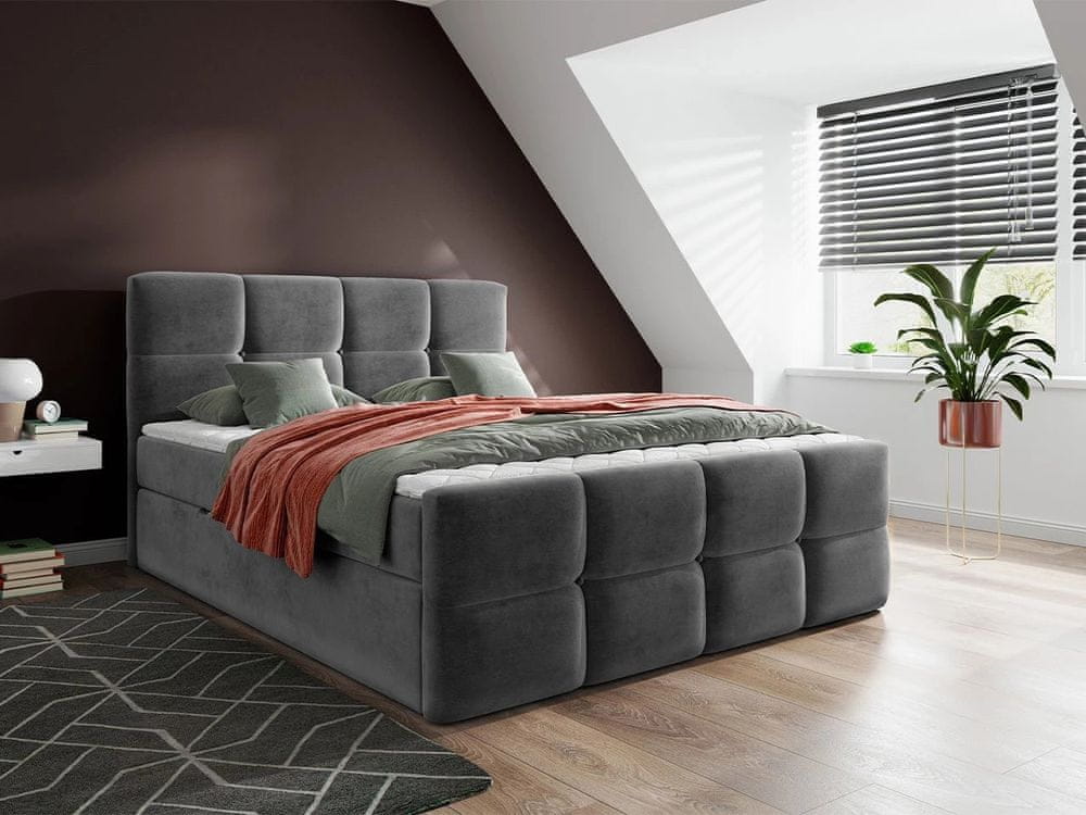 Veneti Boxspringová manželská posteľ 180x200 SEVERO - šedá