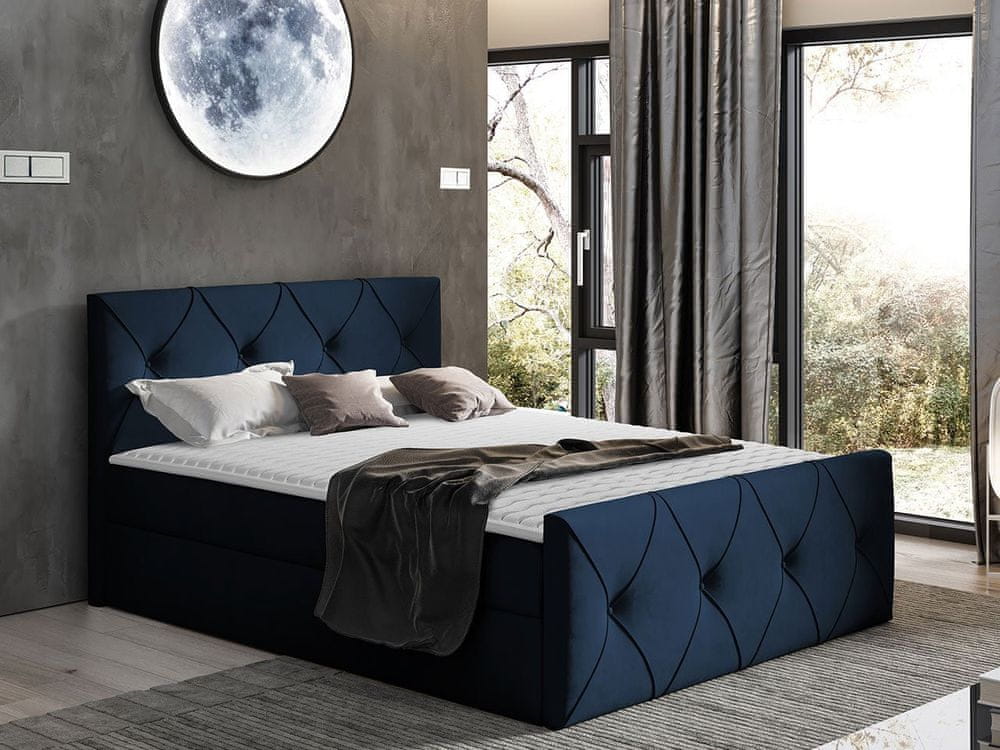 Veneti Kontinentálna manželská posteľ 140x200 LITZY 2 - modrá + topper ZDARMA