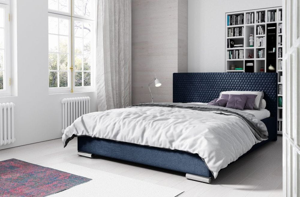 Veneti Elegantná čalúnená posteľ Champ 180x200, modrá
