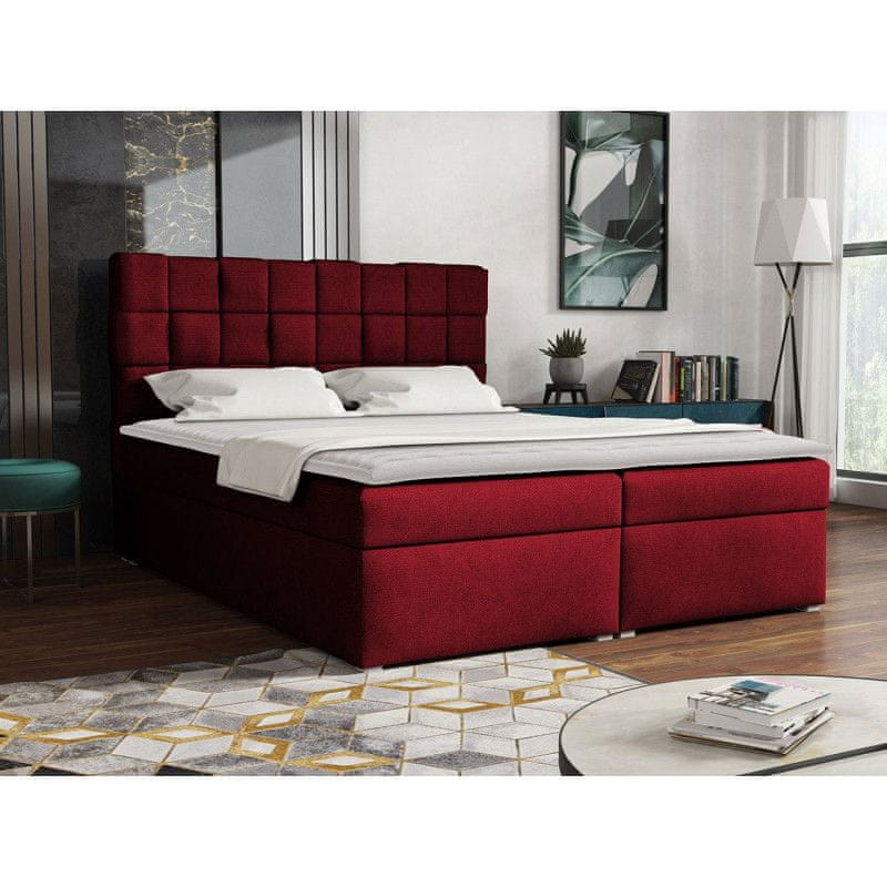 Veneti Kontinentálna manželská posteľ 140x200 WARNOW 1 - červená + topper ZDARMA
