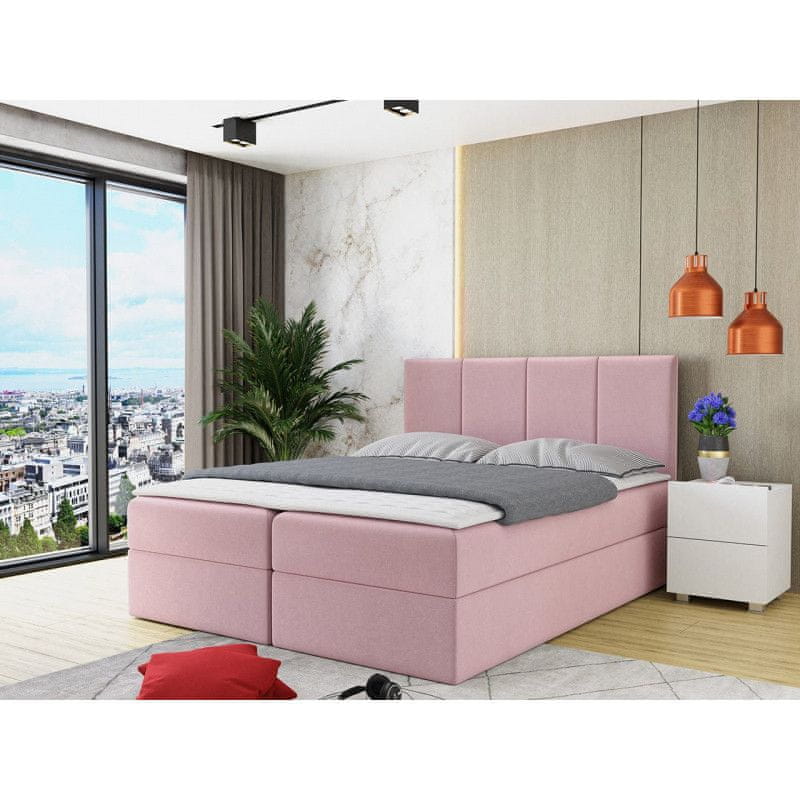 Veneti Kontinentálna manželská posteľ 160x200 CARMELA - ružová + topper ZDARMA