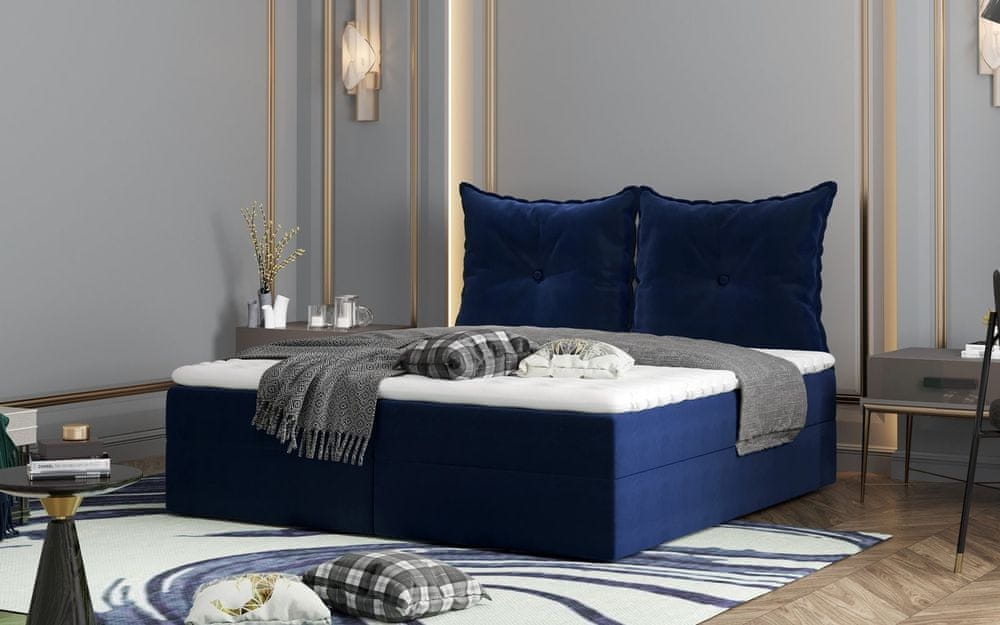 Veneti Boxspringová posteľ PINELOPI - 160x200, modrá