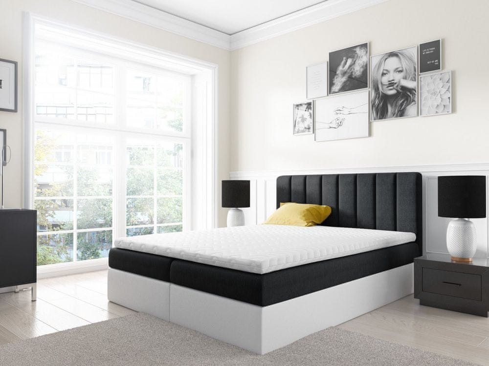Veneti Dvojfarebná manželská posteľ Azur 200x200, čierna + biela eko koža