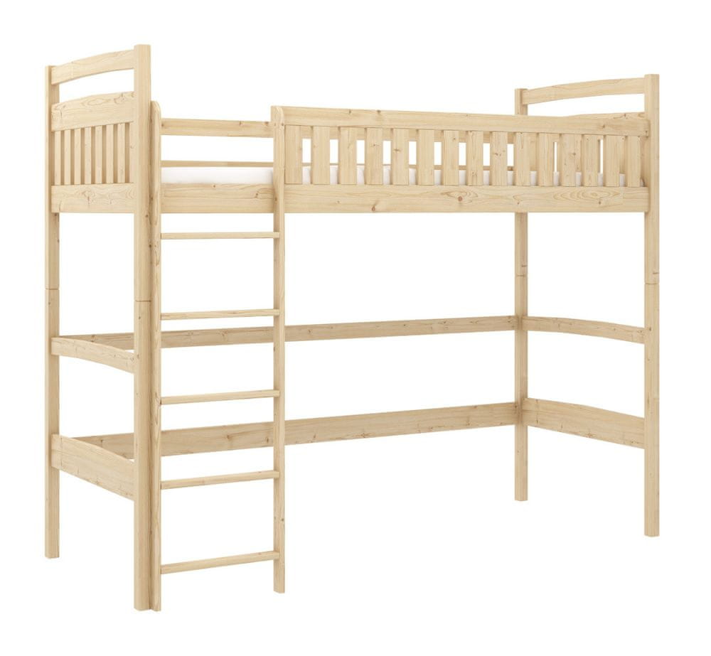 Veneti Detská jednolôžková posteľ s horným spaním MAAIKE - 90x200, borovica
