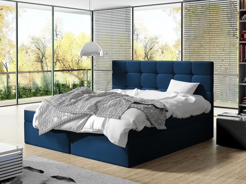 Veneti Kontinentálna manželská posteľ 180x200 CAROLA - modrá + topper ZDARMA