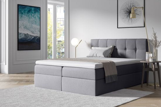 Veneti Čalúnená posteľ s úložným priestorom RECIVIO svetlo šedá 140 x 200