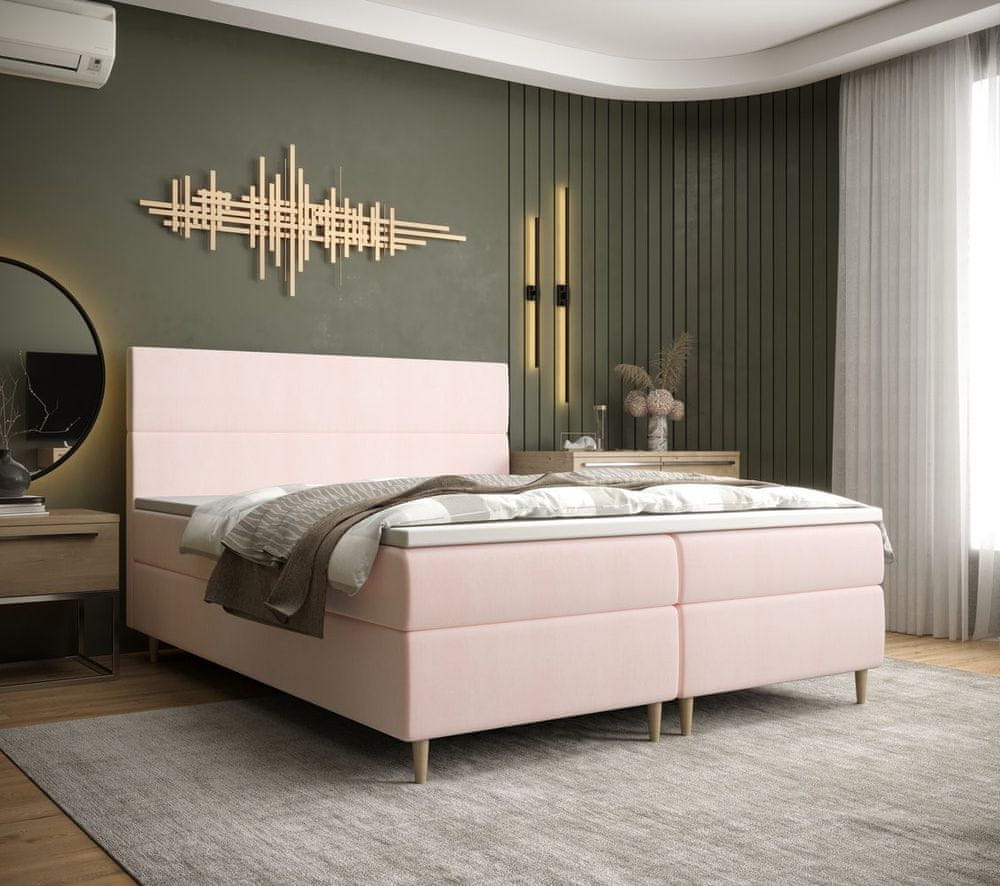 Veneti Kontinentálna manželská posteľ ANGELES - 180x200, ružová