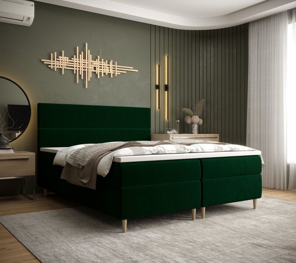 Veneti Kontinentálna manželská posteľ ANGELES - 140x200, tmavo zelená