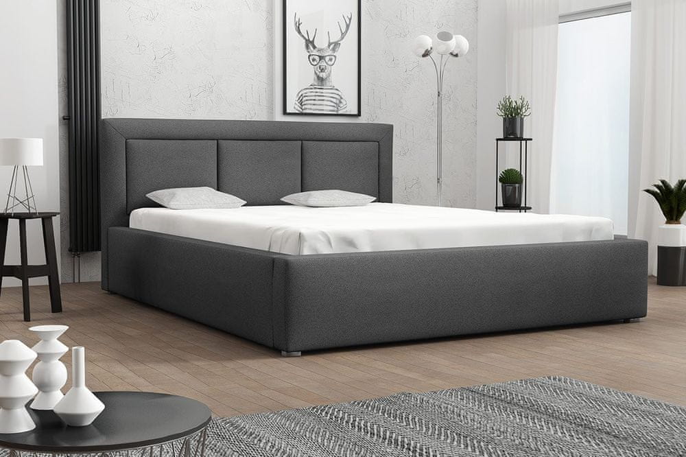 Veneti Jednolôžková posteľ s roštom 120x200 GOSTORF 3 - tmavá šedá