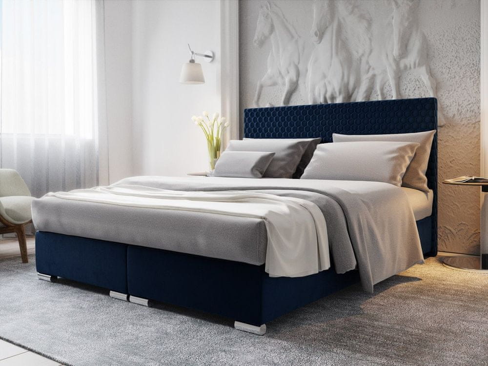 Veneti Manželská posteľ 160x200 HENIO - modrá