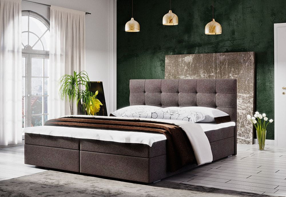 Veneti Moderná posteľ s úložným priestorom 180x200 STIG II - hnedá