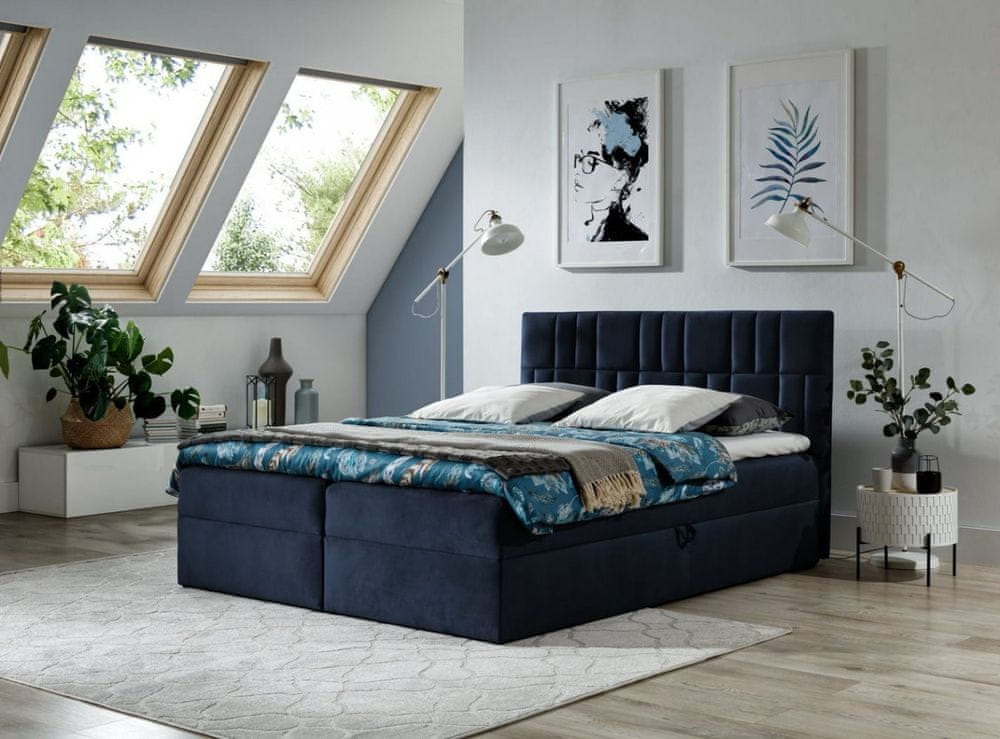 Veneti Kontinentálna posteľ 160x200 IVANA 3 - modrá + topper ZADARMO
