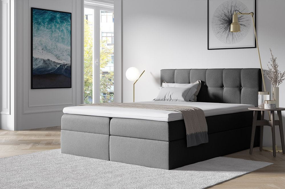 Veneti Štýlová manželská posteľ s úložným priestorom RECIVIO šedá 160 x 200