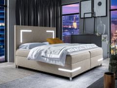 Veneti Boxspringová manželská posteľ 160x200 MADENA - béžová + topper a LED osvetlenie ZDARMA