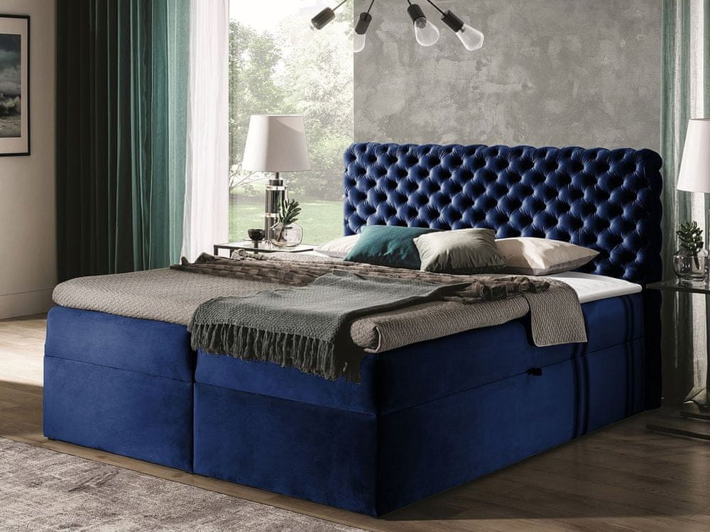 Veneti Kontinentálna jednolôžková posteľ 120x200 VALANCIA - modrá + topper ZDARMA