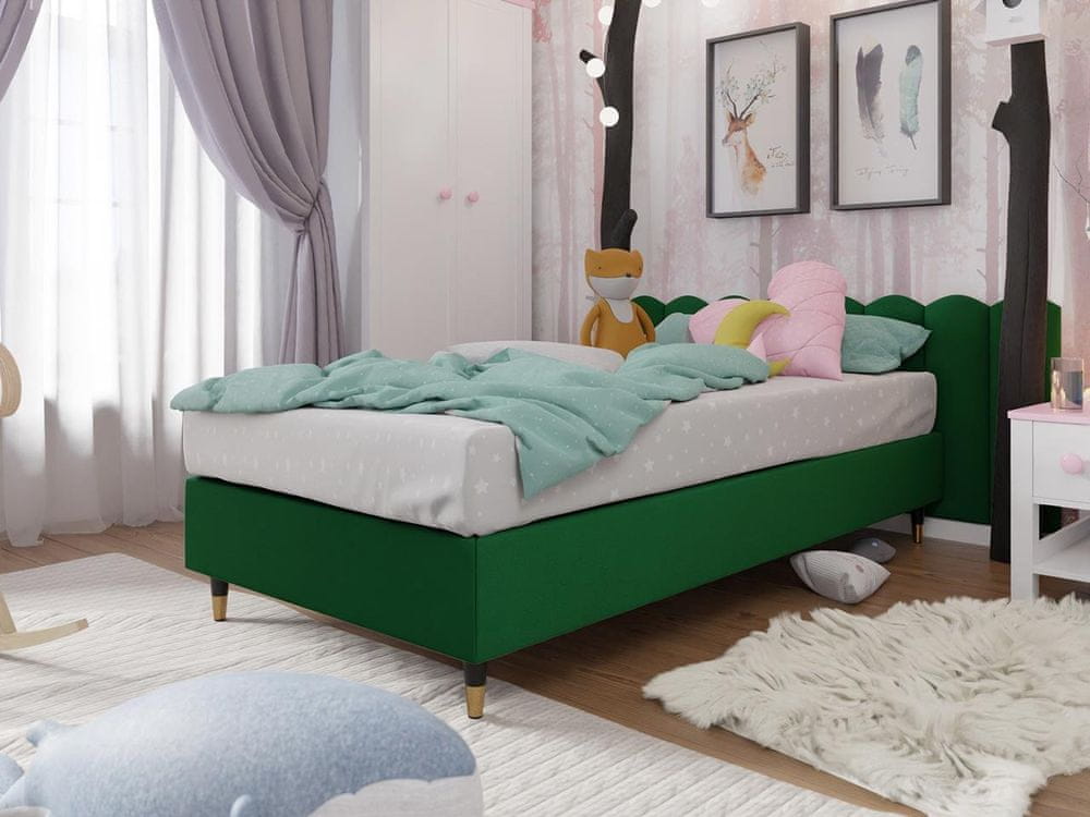 Veneti Jednolôžková čalúnená posteľ s matracom 120x200 NECHLIN 5 - zelená