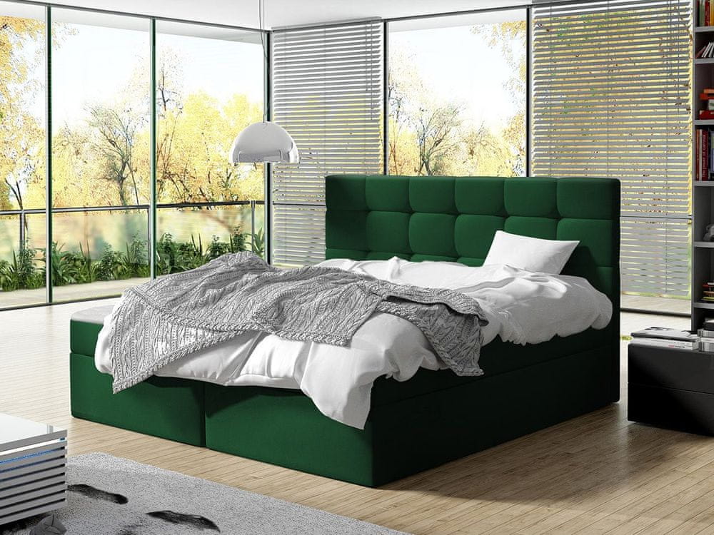 Veneti Kontinentálna manželská posteľ 140x200 CAROLA - zelená + topper ZDARMA