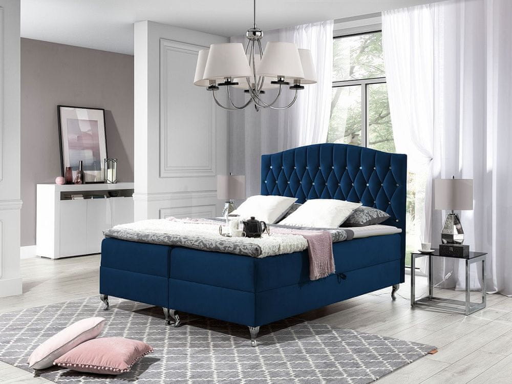 Veneti Kontinentálna manželská posteľ 160x200 SALOMON - modrá 2 + topper ZDARMA