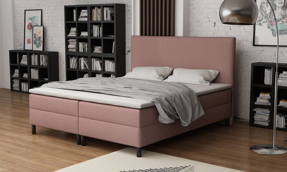 Veneti Čalúnená manželská posteľ 160x200 s nožičkami 12 cm CYRILA - ružová
