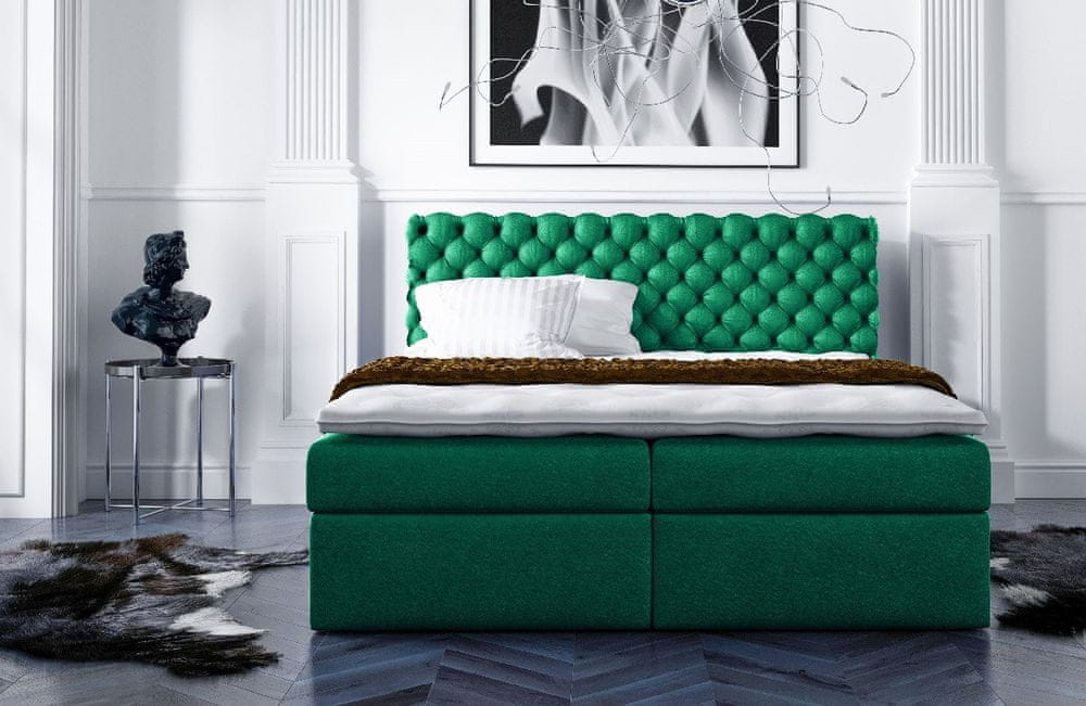 Veneti Štýlová kontinentálna posteľ Giulio zelená 160 + topper zdarma