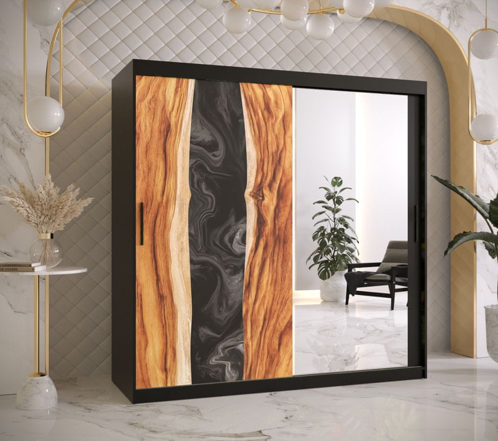 Veneti Šatníková skriňa s posuvnými dverami STACY 3 - šírka 180 cm, čierna