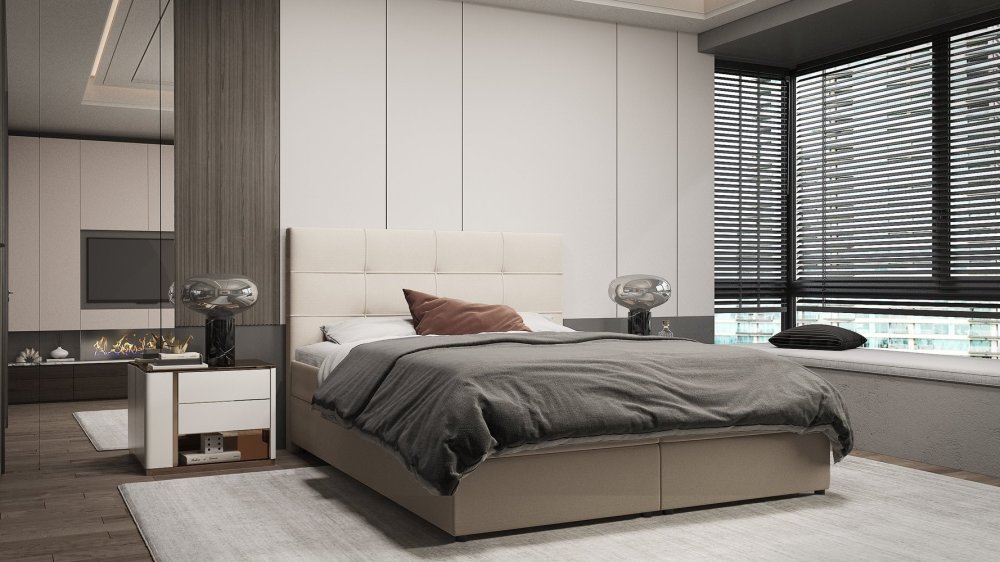 Veneti Dizajnová posteľ MALIKA - 140x200, béžová