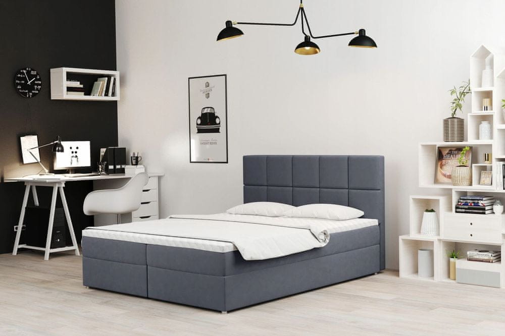 Veneti Čalúnená posteľ s úložným priestorom MAGDALA - 120x200, šedá