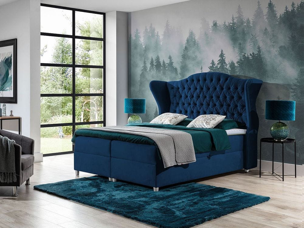 Veneti Kontinentálna manželská posteľ 140x200 NEIVA - modrá + topper ZDARMA