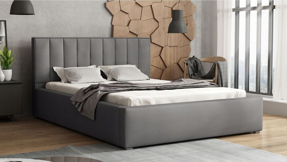 Veneti Manželská posteľ s úložným priestorom a roštom 160x200 TARNEWITZ 2 - šedá 2
